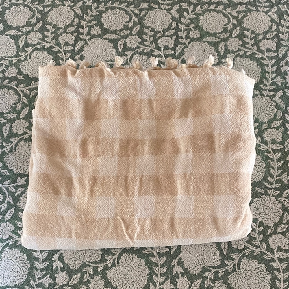 Heather Taylor Home Cream Gingham Tablecloth Small
